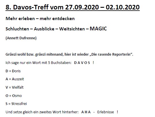 Erlebnisbericht von Annett Dufrenne und Team zum 10. Jubiläums-Davos-Treff 2020